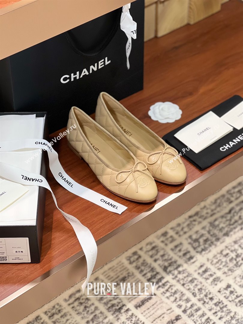 Chanel Quilted Lambskin Classic Ballerinas Apricot 2024 (KL-24120307)