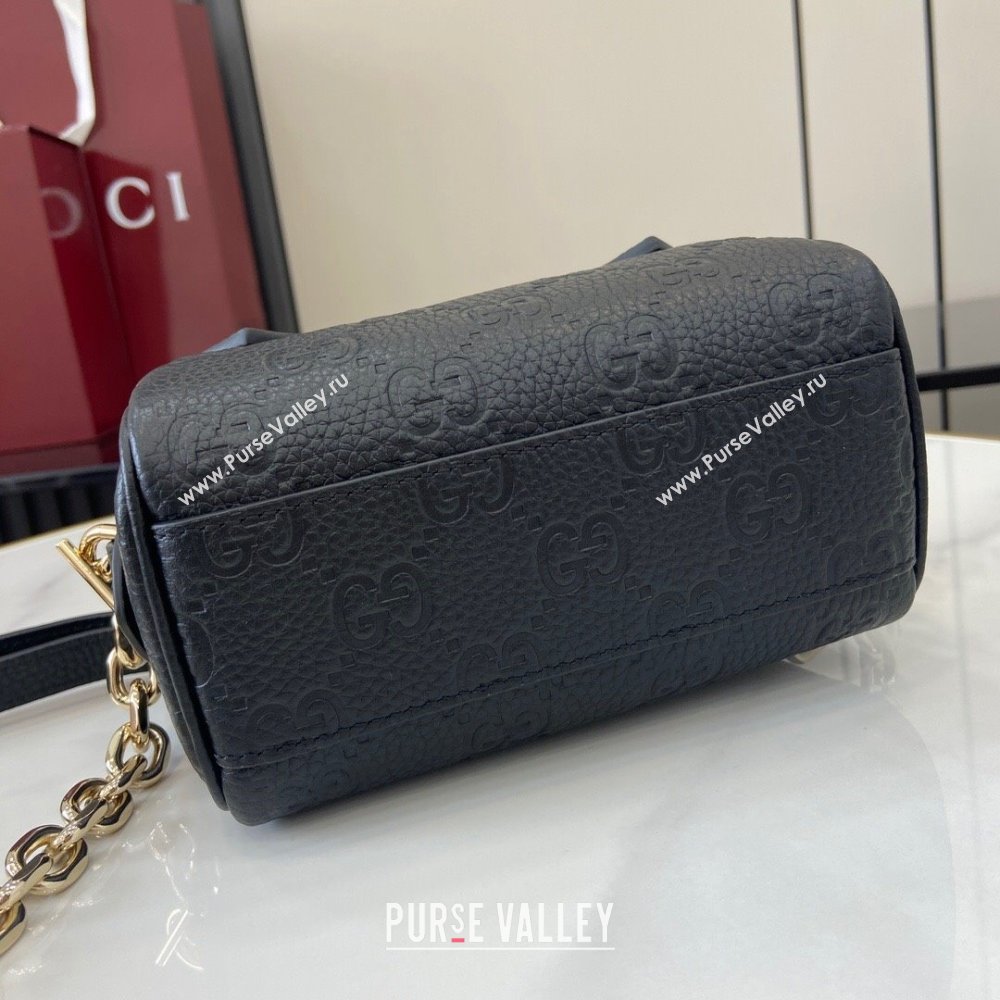 Gucci GG Emblem Supper Mini Top Handle Bag 815256 Black 2024 (XLU-24093002)