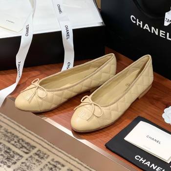 Chanel Quilted Lambskin Classic Ballerinas Apricot 2024 (KL-24120307)