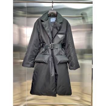 Prada Re-Nylon Long Down Jacket PJ145 Black 2021 (Q-210914061)