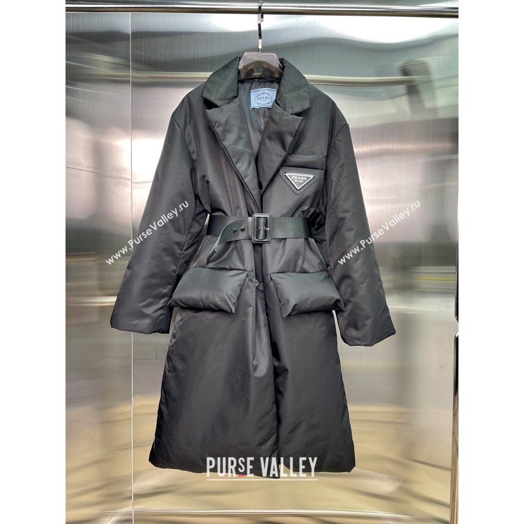 Prada Re-Nylon Long Down Jacket PJ145 Black 2021 (Q-210914061)