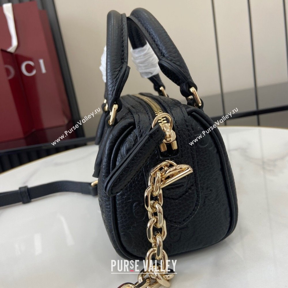 Gucci GG Emblem Supper Mini Top Handle Bag 815256 Black 2024 (XLU-24093002)