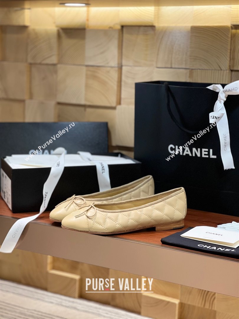 Chanel Quilted Lambskin Classic Ballerinas Apricot 2024 (KL-24120307)