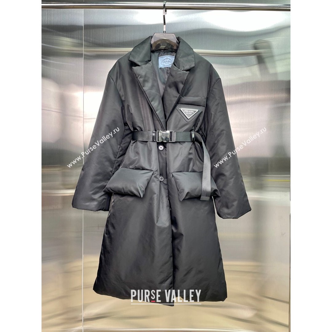 Prada Re-Nylon Long Down Jacket PJ145 Black 2021 (Q-210914061)