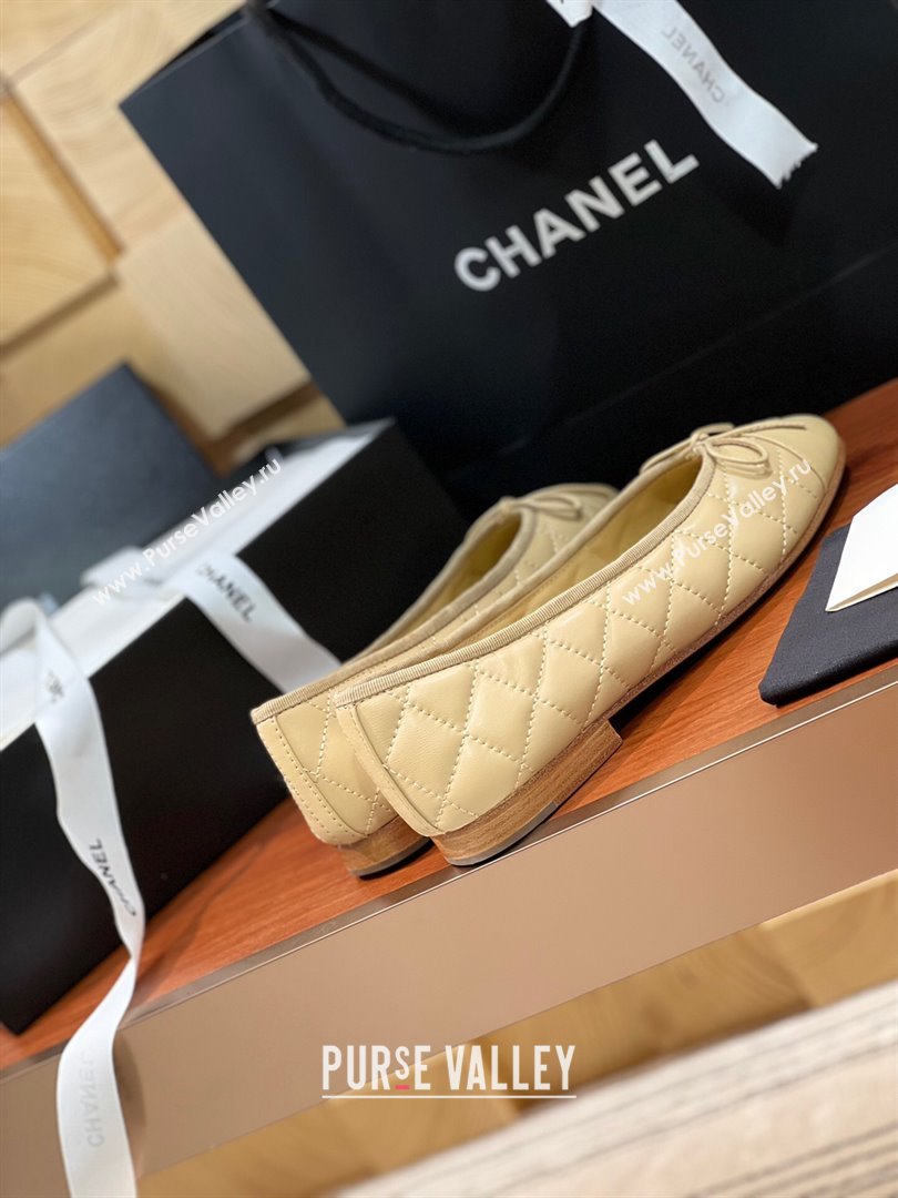 Chanel Quilted Lambskin Classic Ballerinas Apricot 2024 (KL-24120307)