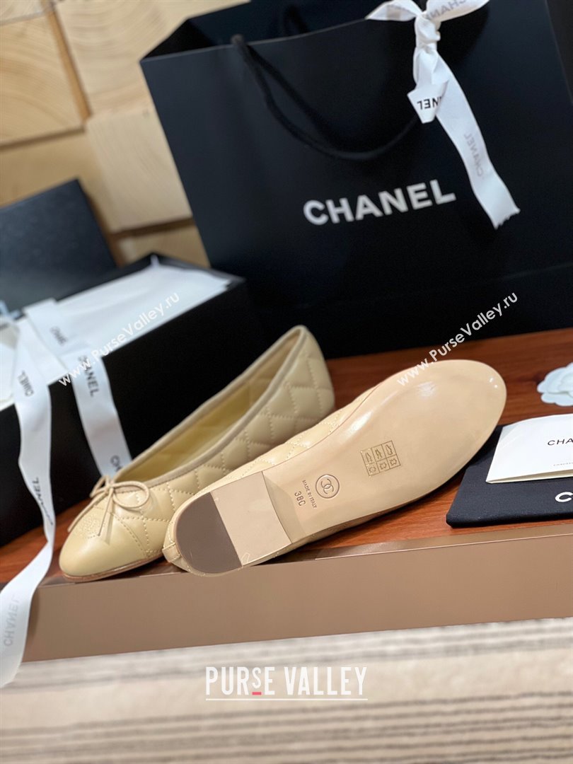 Chanel Quilted Lambskin Classic Ballerinas Apricot 2024 (KL-24120307)