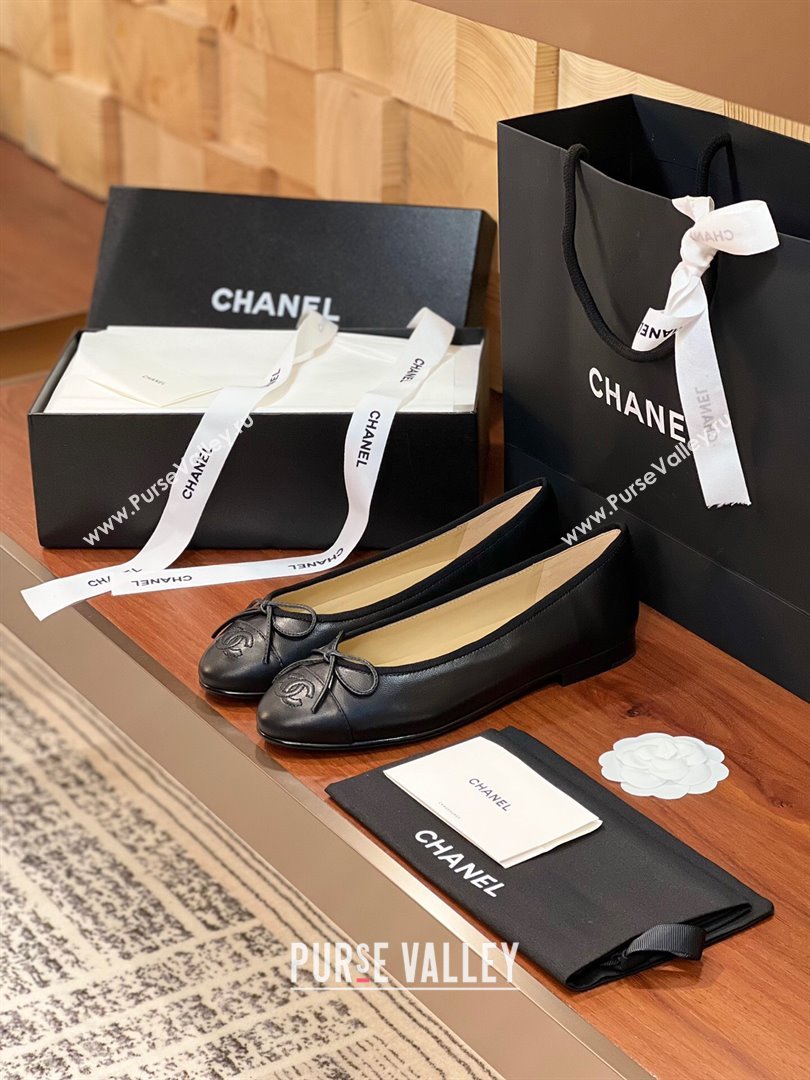 Chanel Lambskin Classic Ballerinas CHB08 Black 2024 (KL-24120308)