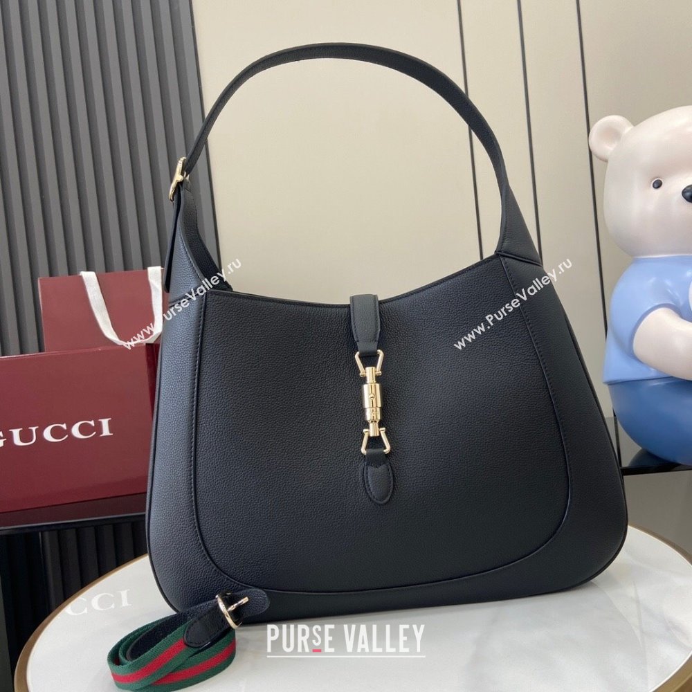 Gucci Jackie Large Shoulder Bag in Black Soft Grainy Leather 813650 Black 2024 (XLU-24093003)