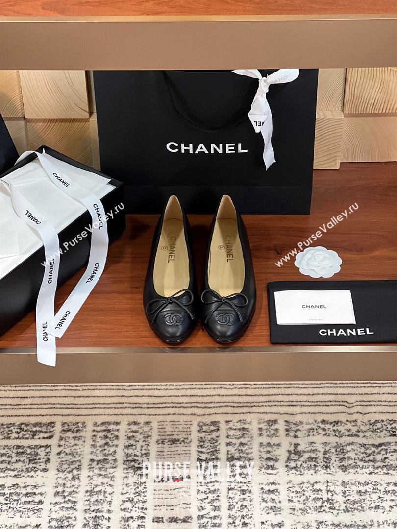 Chanel Lambskin Classic Ballerinas CHB08 Black 2024 (KL-24120308)