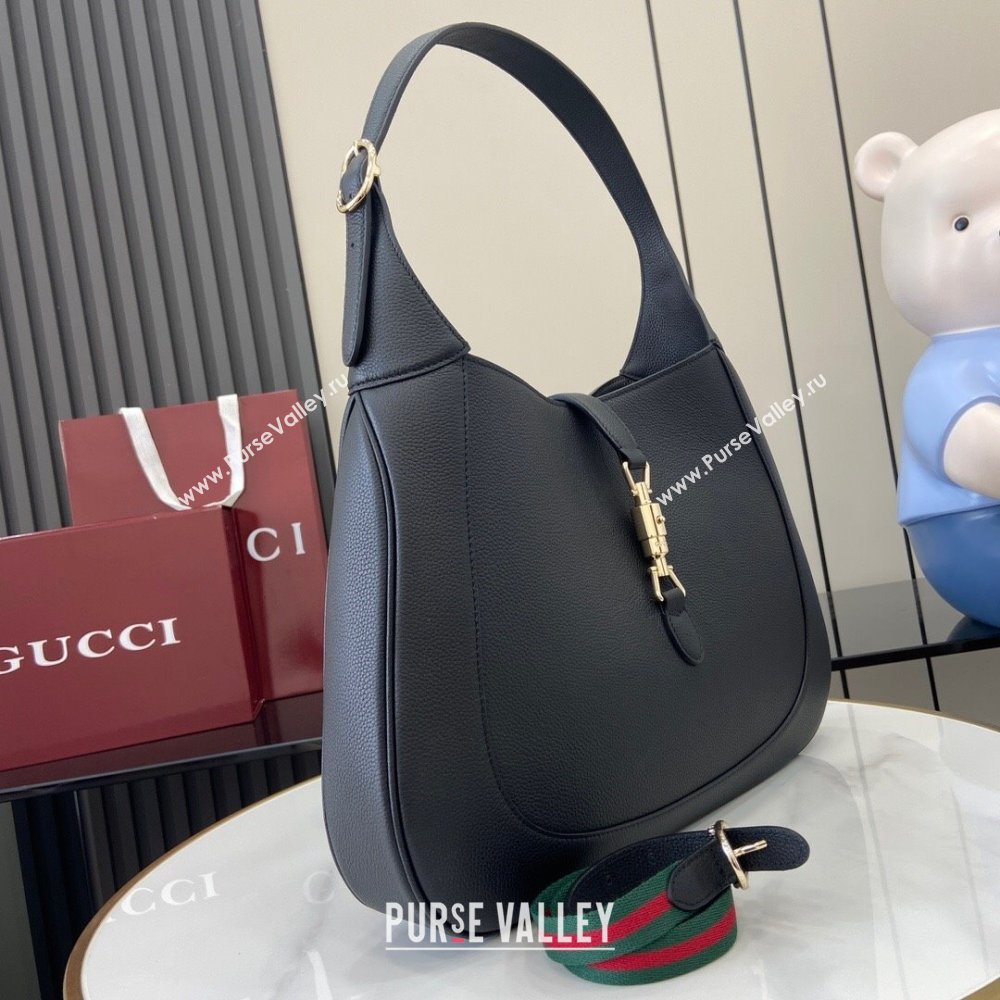 Gucci Jackie Large Shoulder Bag in Black Soft Grainy Leather 813650 Black 2024 (XLU-24093003)