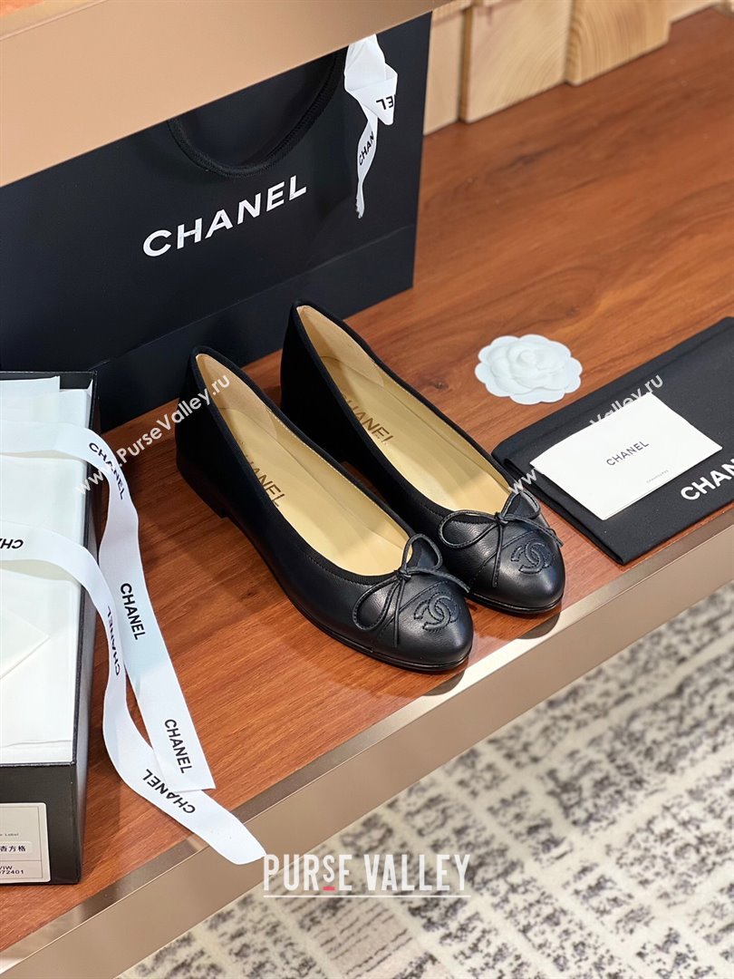 Chanel Lambskin Classic Ballerinas CHB08 Black 2024 (KL-24120308)