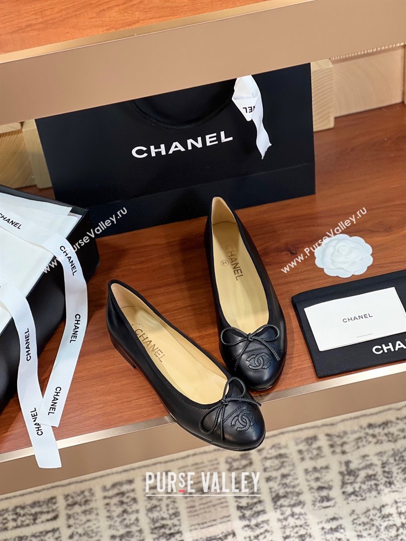 Chanel Lambskin Classic Ballerinas CHB08 Black 2024 (KL-24120308)