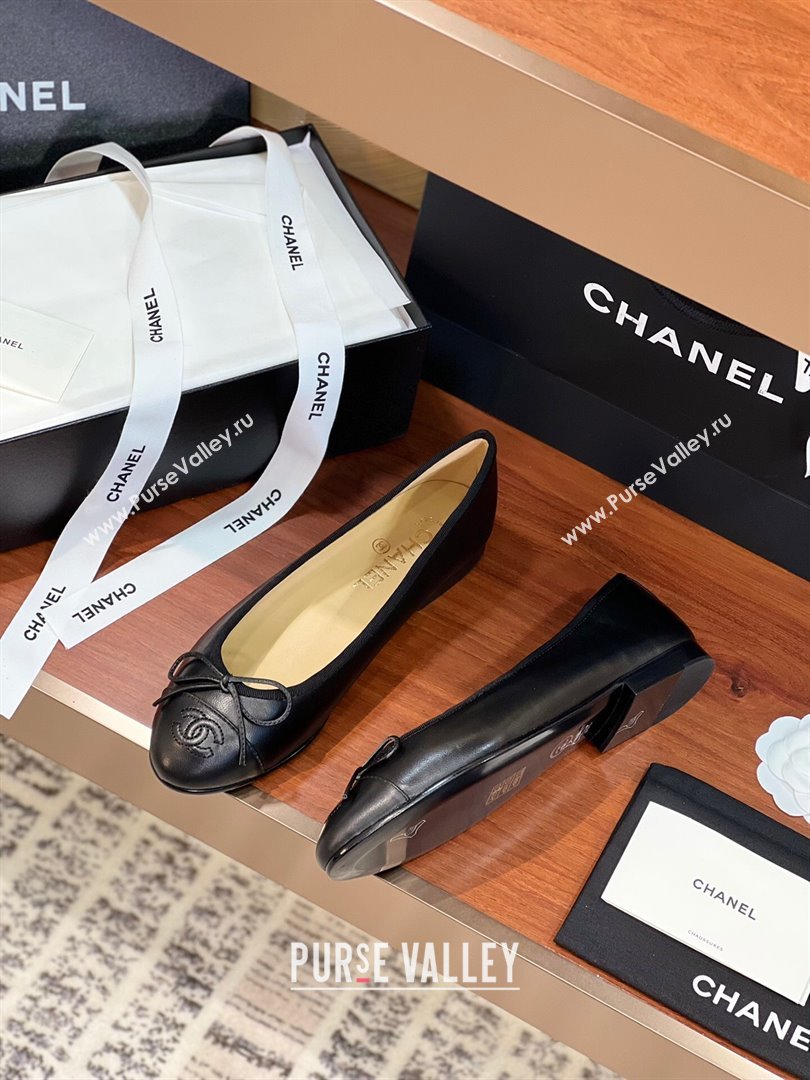 Chanel Lambskin Classic Ballerinas CHB08 Black 2024 (KL-24120308)