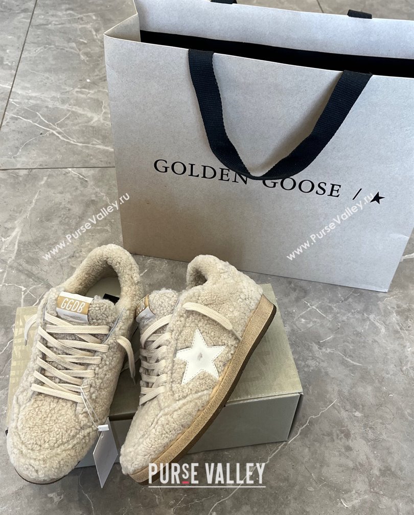 Golden Goose Ball Star Sneakers in shearling allover with white leather star 2024 (13-241113013)