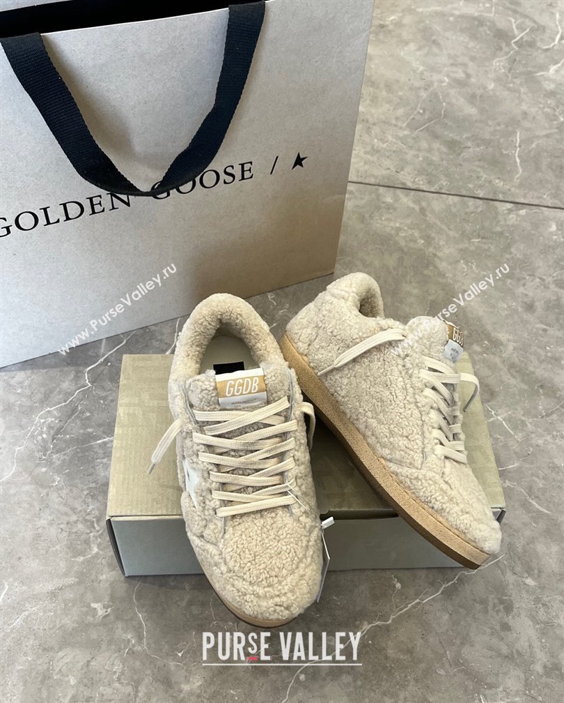 Golden Goose Ball Star Sneakers in shearling allover with white leather star 2024 (13-241113013)