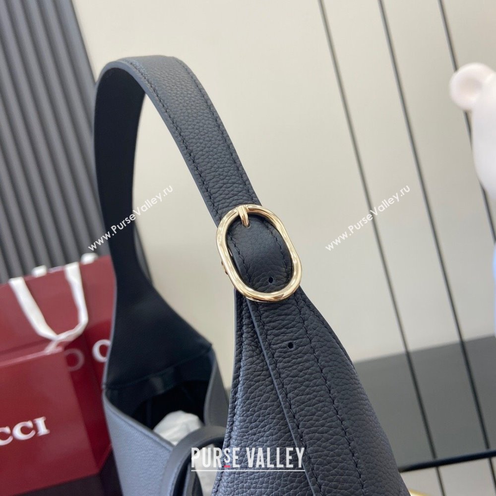 Gucci Jackie Large Shoulder Bag in Black Soft Grainy Leather 813650 Black 2024 (XLU-24093003)