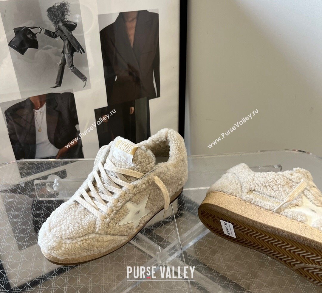 Golden Goose Ball Star Sneakers in shearling allover with white leather star 2024 (13-241113013)