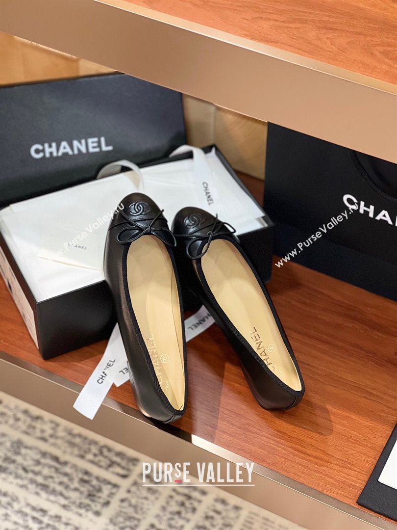 Chanel Lambskin Classic Ballerinas CHB08 Black 2024 (KL-24120308)