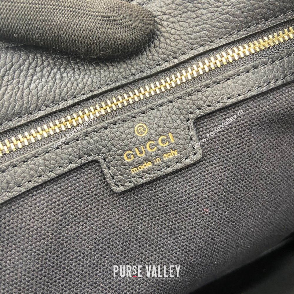 Gucci Jackie Large Shoulder Bag in Black Soft Grainy Leather 813650 Black 2024 (XLU-24093003)