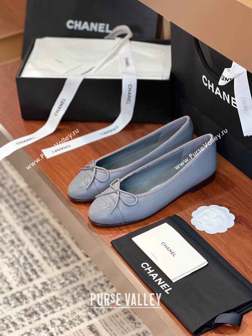 Chanel Grained Leather Classic Ballerinas CHB09 Grey 2024 (KL-24120309)