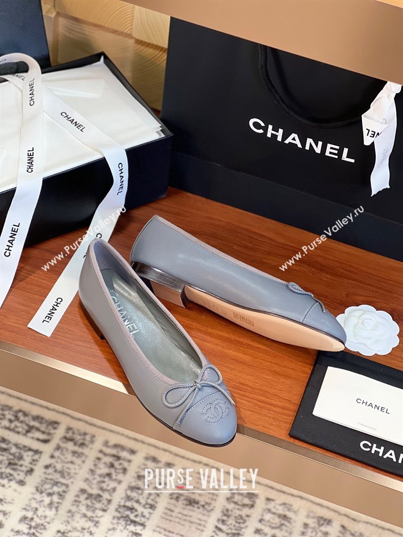 Chanel Grained Leather Classic Ballerinas CHB09 Grey 2024 (KL-24120309)