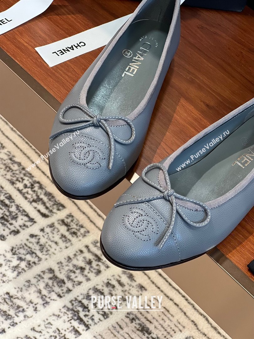 Chanel Grained Leather Classic Ballerinas CHB09 Grey 2024 (KL-24120309)