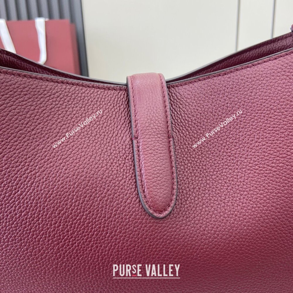 Gucci Jackie Large Shoulder Bag in Black Soft Grainy Leather 813650 Burgundy 2024 (XLU-24093004)