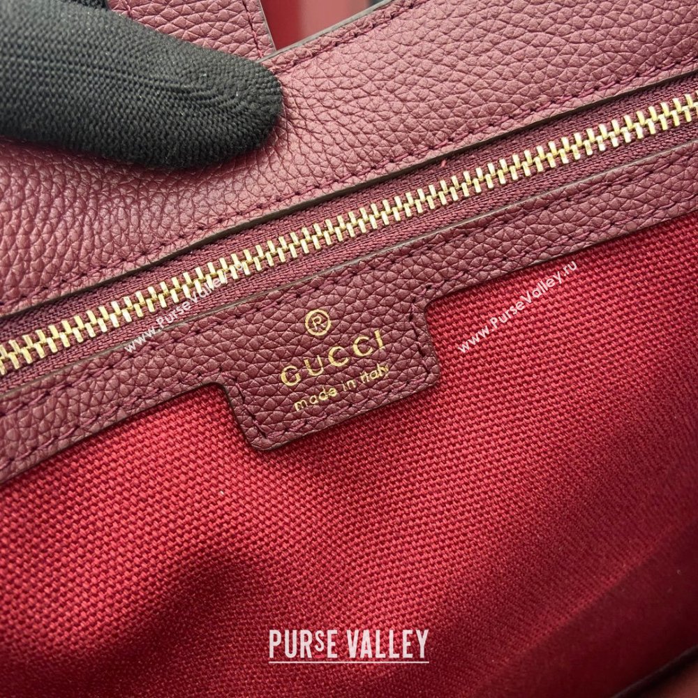 Gucci Jackie Large Shoulder Bag in Black Soft Grainy Leather 813650 Burgundy 2024 (XLU-24093004)