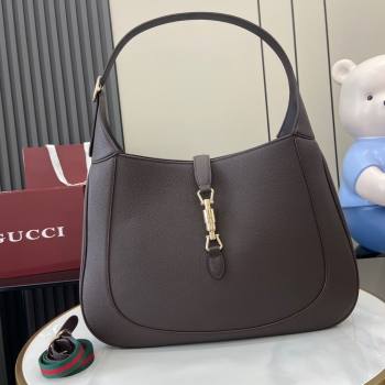 Gucci Jackie Large Shoulder Bag in Black Soft Grainy Leather 813650 Chocolate 2024 (XLU-24093005)