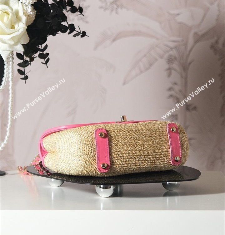 Chanel Raffia Straw and Calfskin Large Flap Bag AS5929 Beige/Pink 2025 (yezi-250813029)