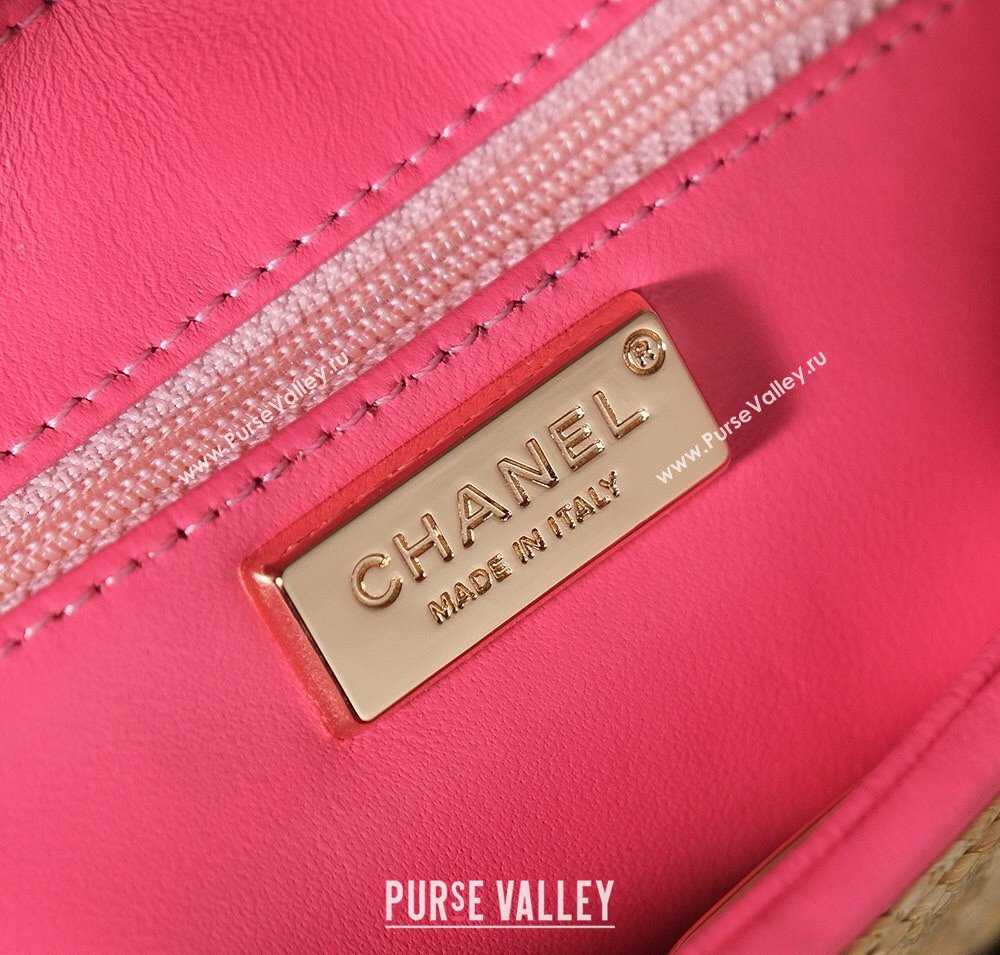 Chanel Raffia Straw and Calfskin Large Flap Bag AS5929 Beige/Pink 2025 (yezi-250813029)
