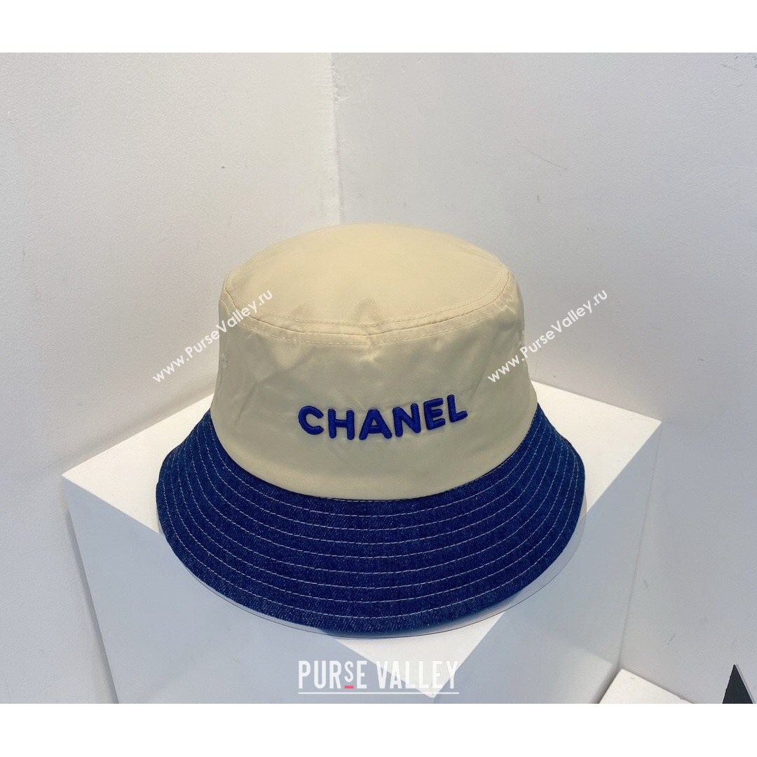 Chanel Nylon and Denin Bucket Hat Beige/Blue 2021 (MAO-21081861)