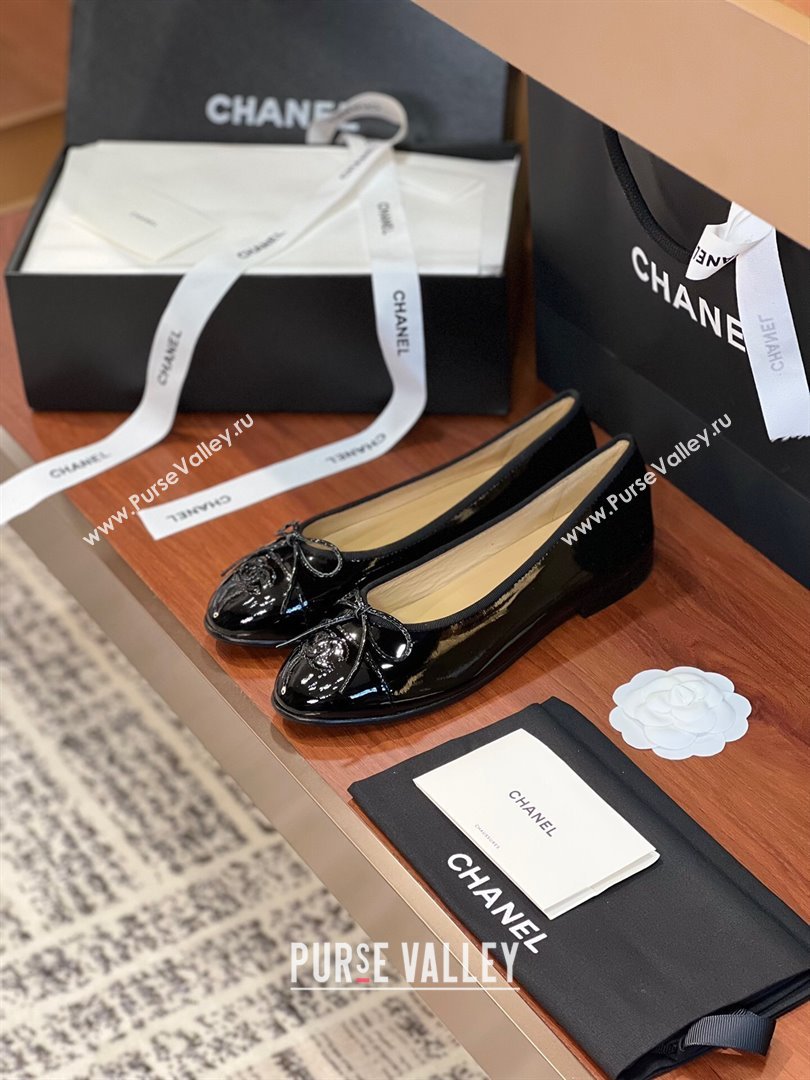 Chanel Patent Leather Classic Ballerinas CHB11 Black 2024 (KL-24120311)