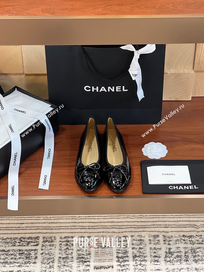 Chanel Patent Leather Classic Ballerinas CHB11 Black 2024 (KL-24120311)