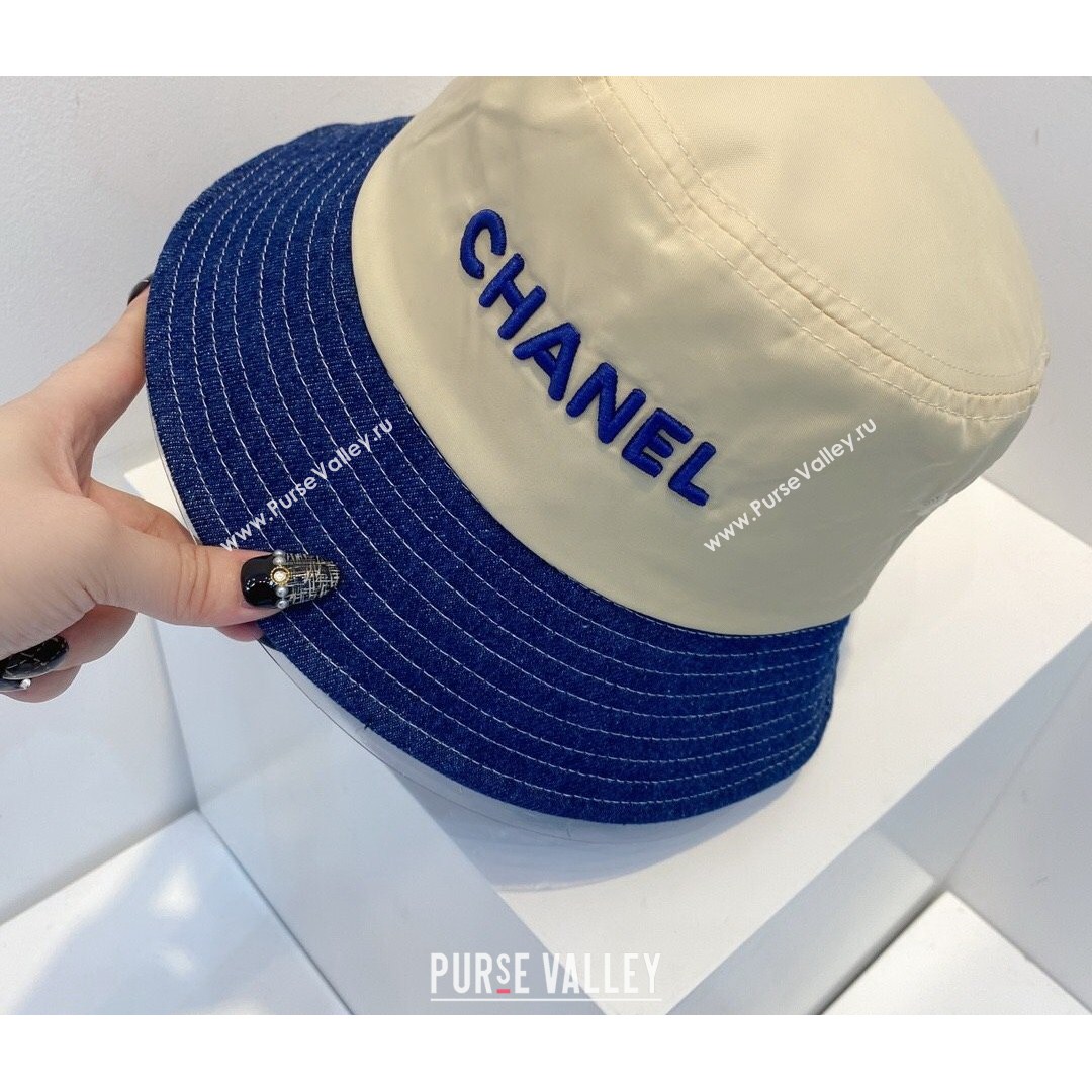 Chanel Nylon and Denin Bucket Hat Beige/Blue 2021 (MAO-21081861)