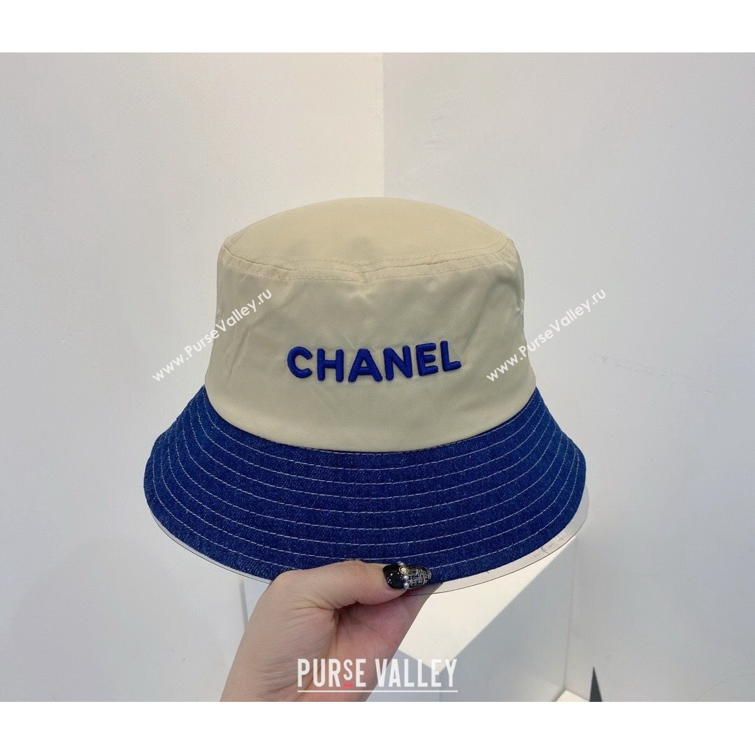 Chanel Nylon and Denin Bucket Hat Beige/Blue 2021 (MAO-21081861)