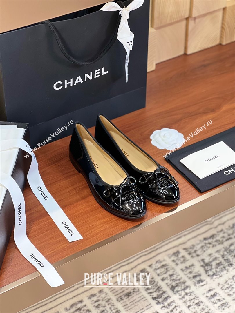 Chanel Patent Leather Classic Ballerinas CHB11 Black 2024 (KL-24120311)