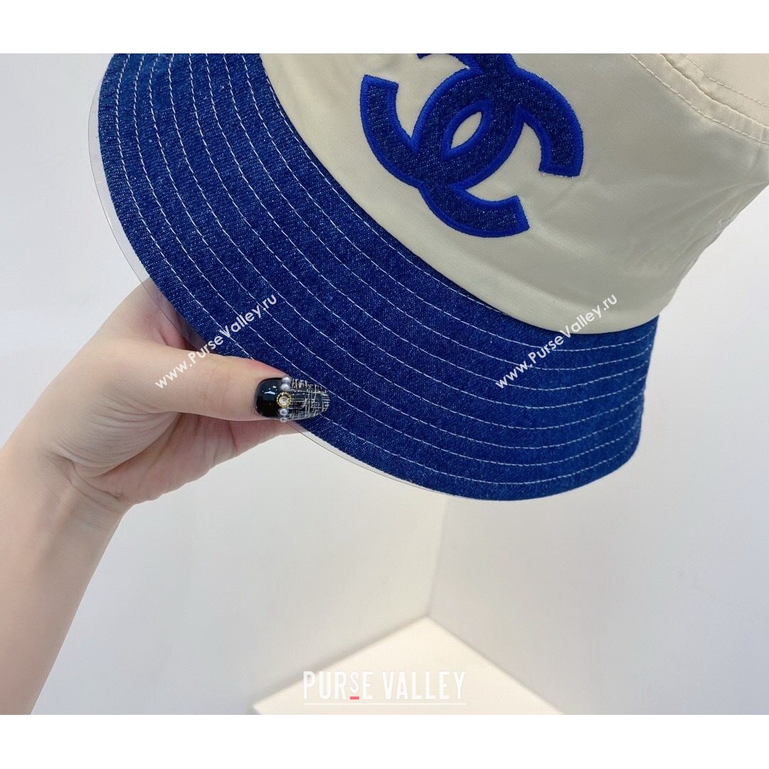 Chanel Nylon and Denin Bucket Hat Beige/Blue 2021 (MAO-21081861)