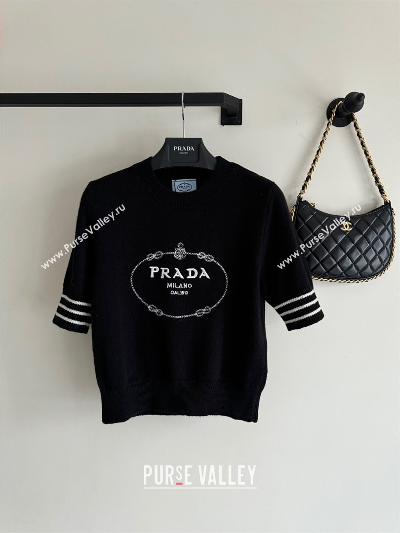 Prada Short-sleeved Sweater P022628 Black 2024 (Q-24022628)