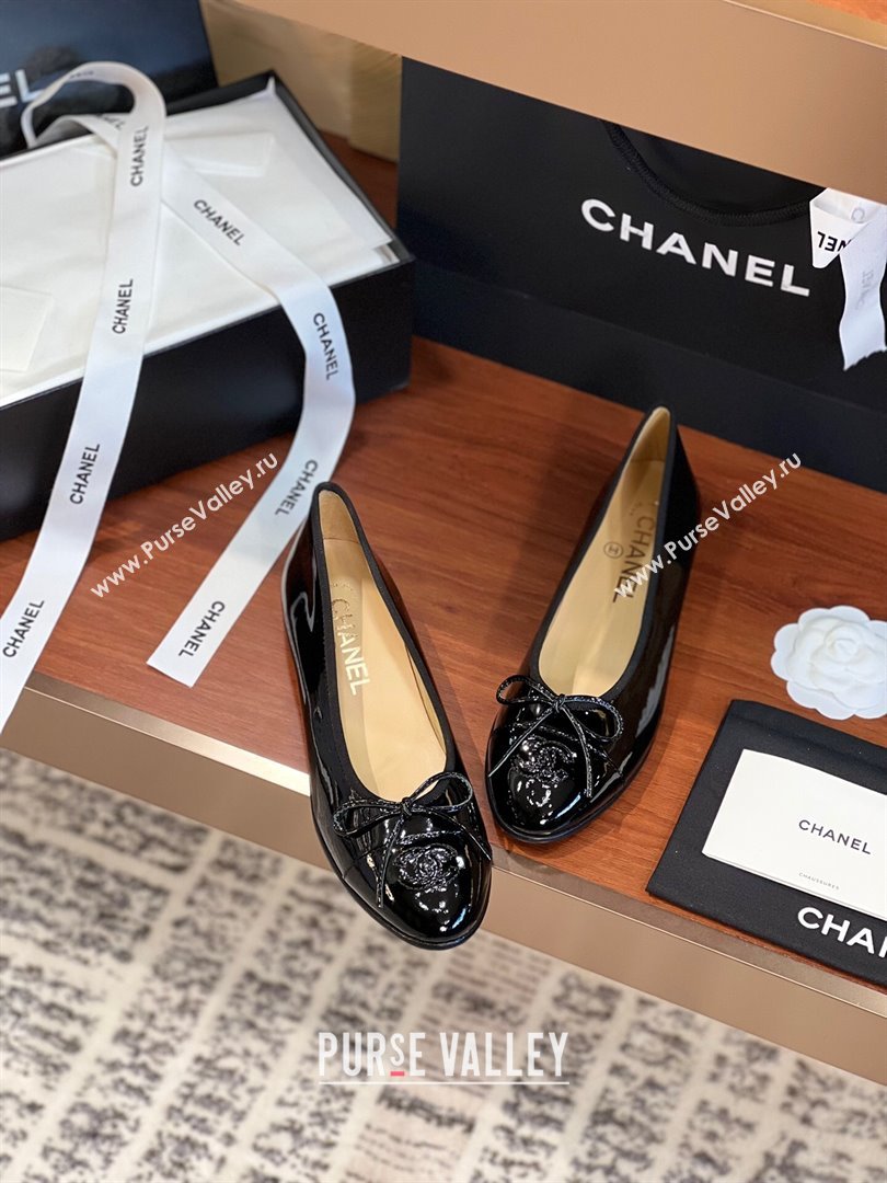 Chanel Patent Leather Classic Ballerinas CHB11 Black 2024 (KL-24120311)