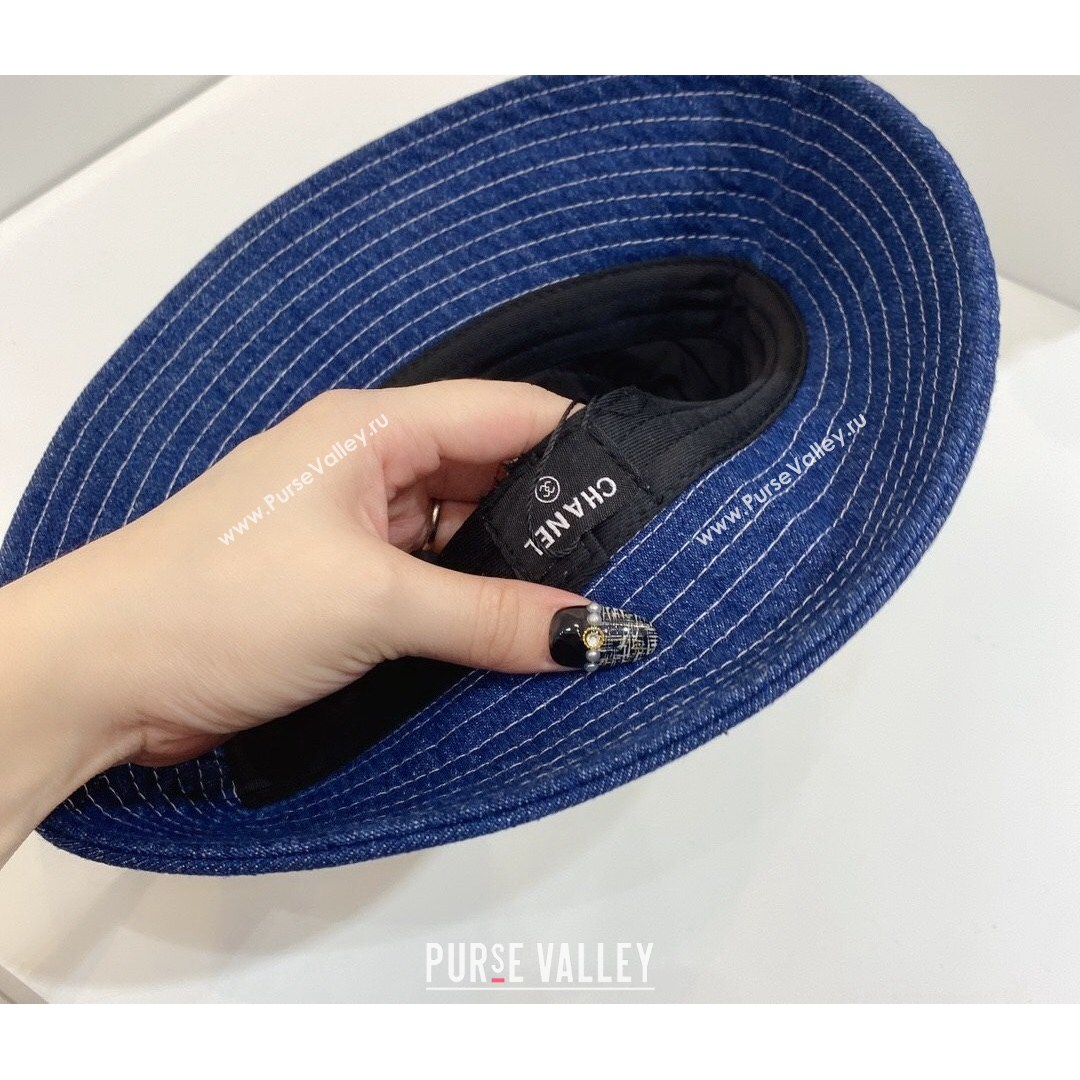 Chanel Nylon and Denin Bucket Hat Beige/Blue 2021 (MAO-21081861)