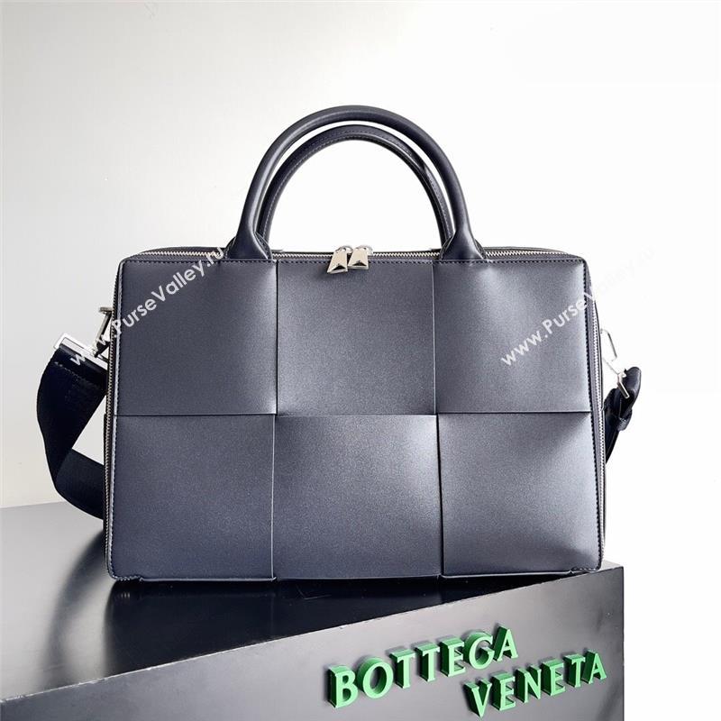 Bottega Veneta Arco Briefcase in Intreccio Leather 680120 Navy Blue 2023 (MS-23101417)