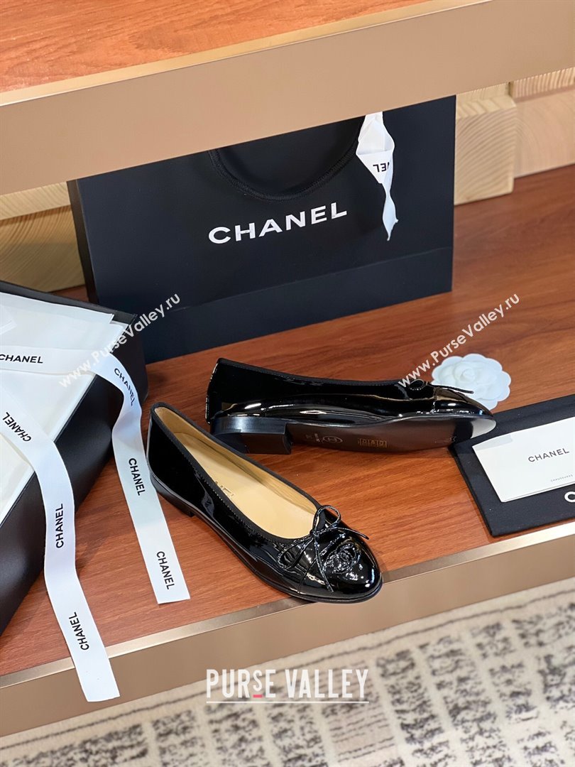 Chanel Patent Leather Classic Ballerinas CHB11 Black 2024 (KL-24120311)