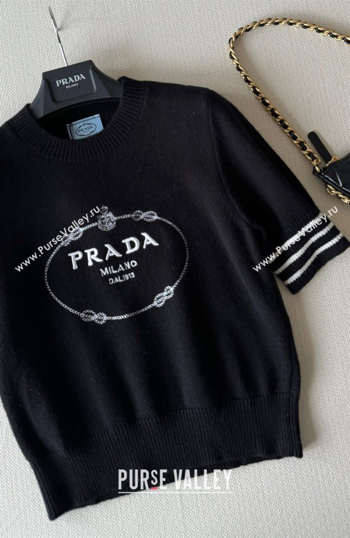 Prada Short-sleeved Sweater P022628 Black 2024 (Q-24022628)