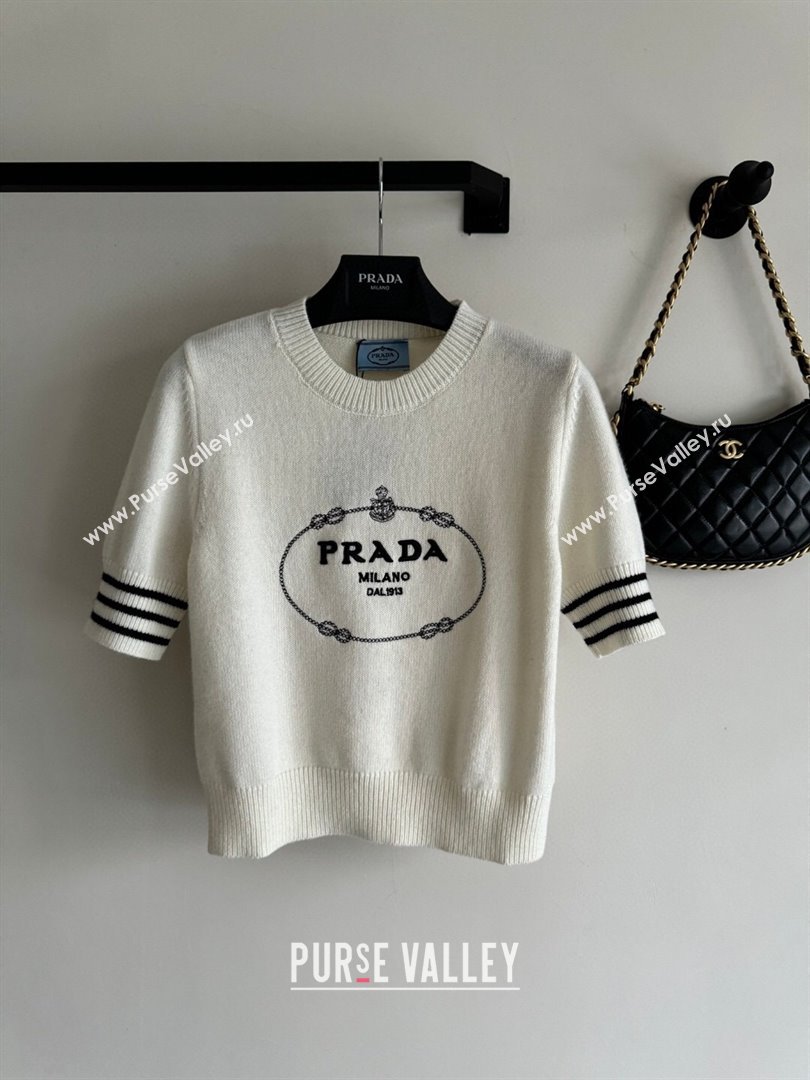 Prada Short-sleeved Sweater P022629 White 2024 (Q-24022629)