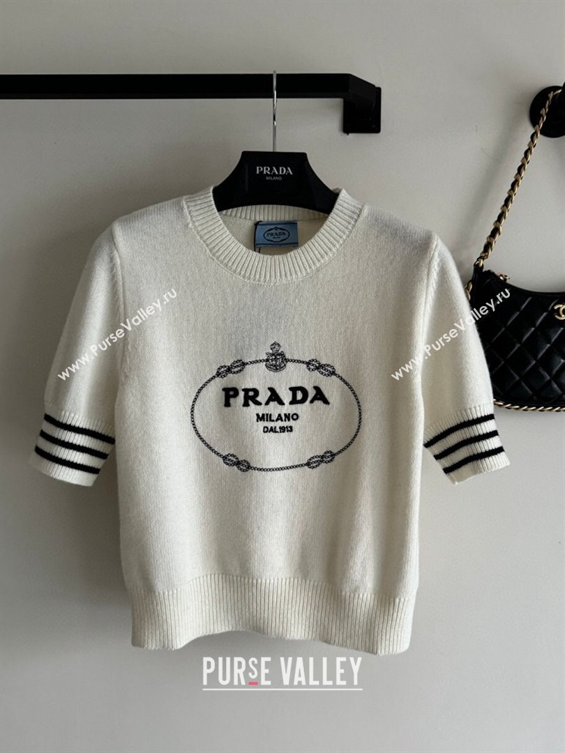 Prada Short-sleeved Sweater P022629 White 2024 (Q-24022629)