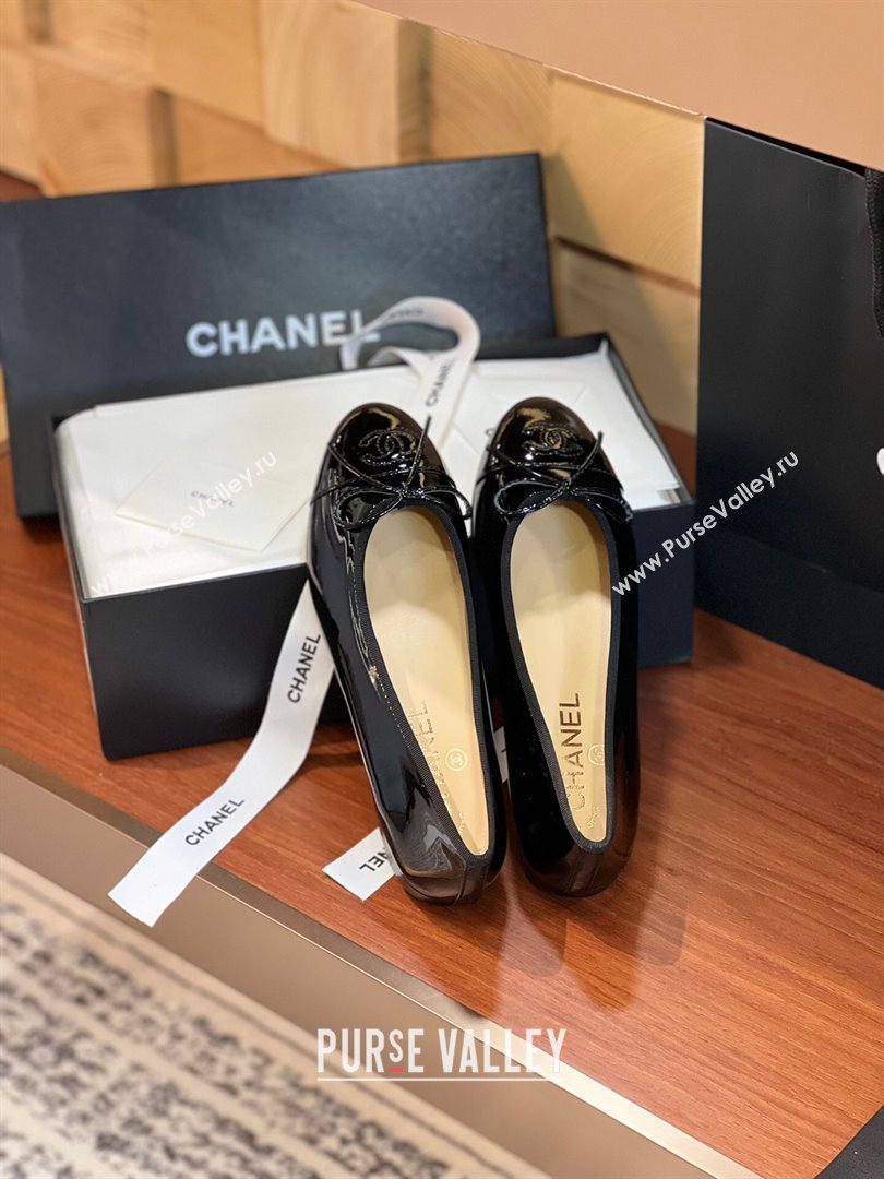 Chanel Patent Leather Classic Ballerinas CHB11 Black 2024 (KL-24120311)