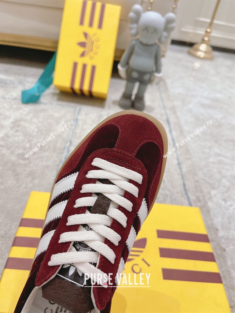 Gucci x Adidas Gazelle Suede  Velvet Sneakers Burgundy 2024(For Women and Men) (XCH-24080102)