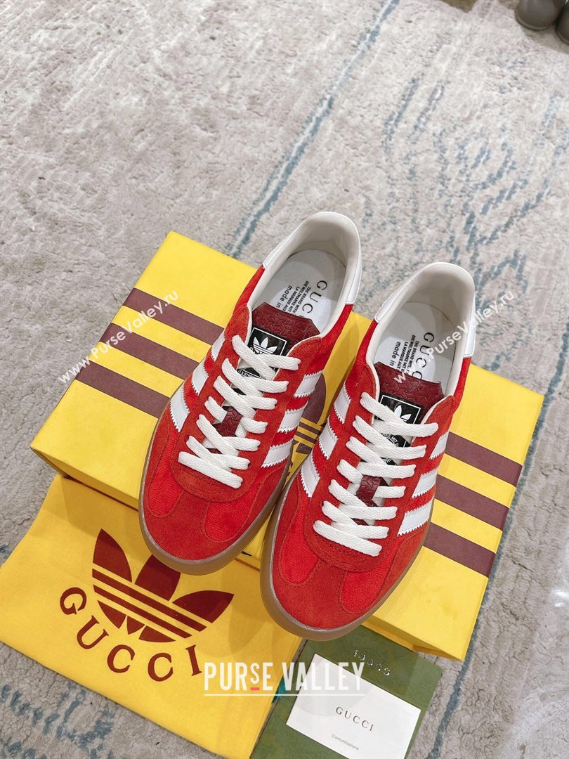 Gucci x Adidas Gazelle Suede  Velvet Sneakers Red 2024(For Women and Men) (XCH-24080103)