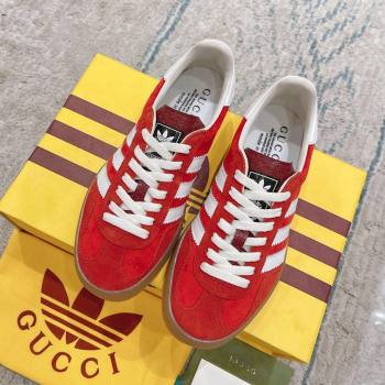 Gucci x Adidas Gazelle Suede Velvet Sneakers Red 2024(For Women and Men) (XCH-24080103)